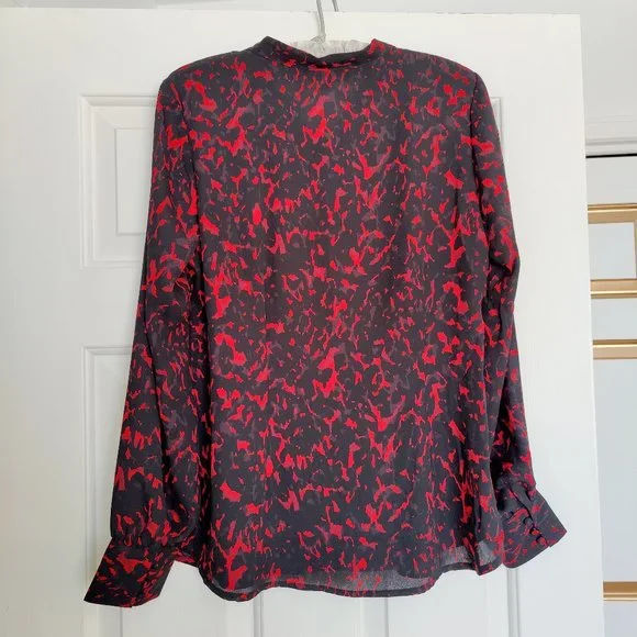 Lily Morgan Small Red / Black Button down blouse - Picture 4 of 4
